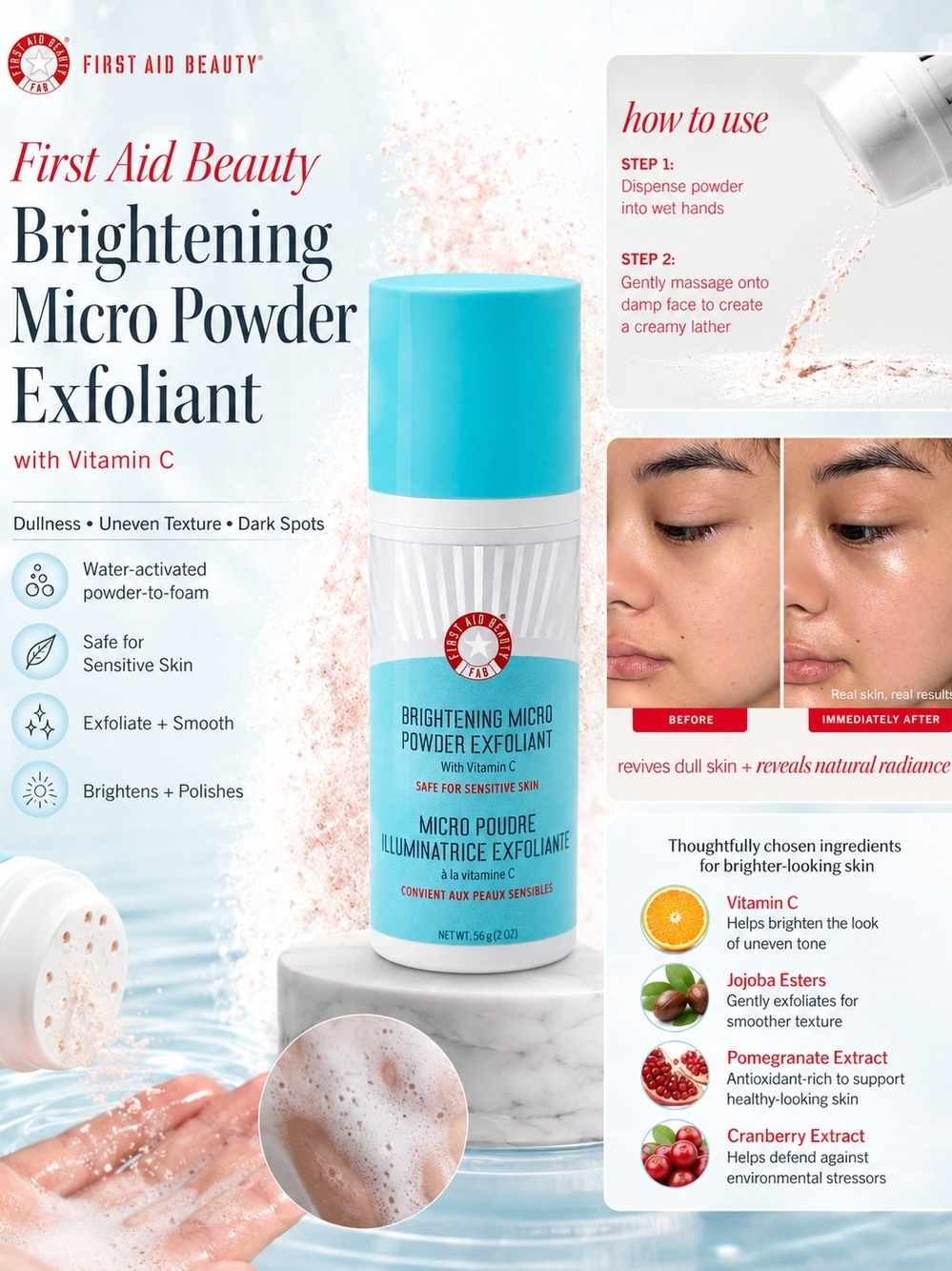 First Aid Beauty Brightening Micro Powder Exfoliant with Vitamin C